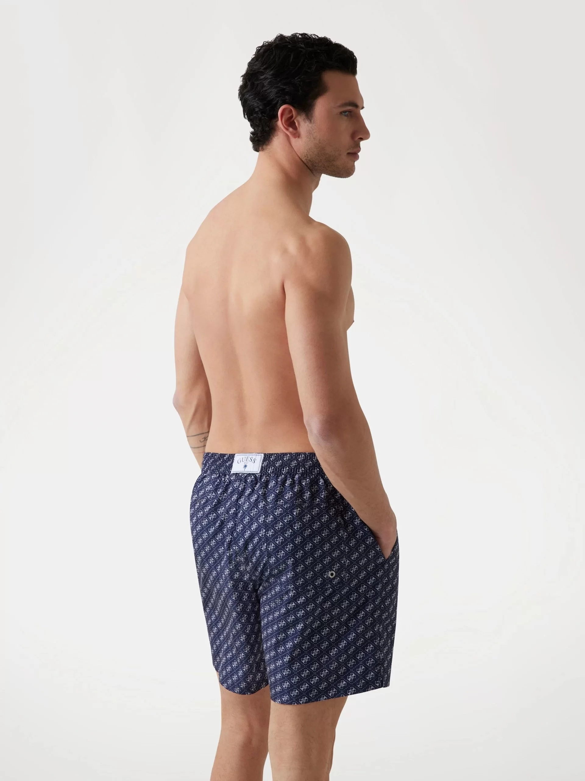 Guess SWIMTRUNK MEDIUM WILD PALMS Erkek Mavi Mayo F5GT08WH3Z0-P7WY