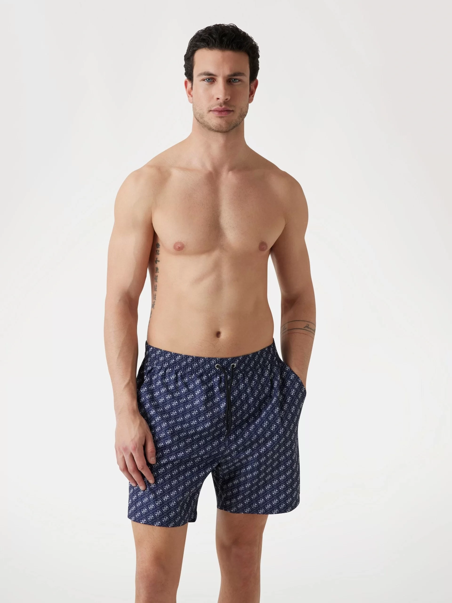 Guess SWIMTRUNK MEDIUM WILD PALMS Erkek Mavi Mayo F5GT08WH3Z0-P7WY
