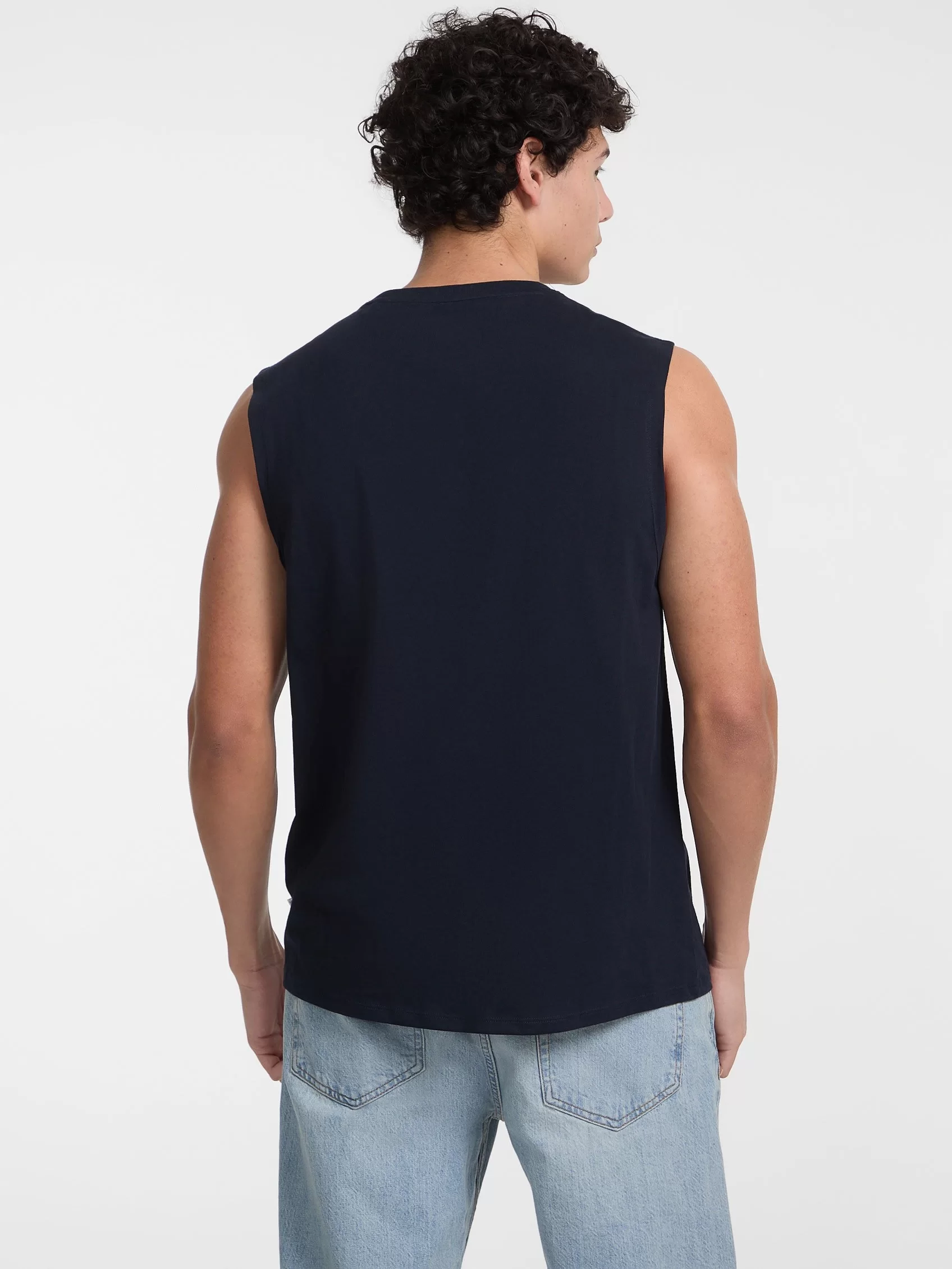 Guess Jeans GJ MUSCLE COLLEGIATE TANK Erkek Lacivert T-shirt M5GP31K8HM0-A71W