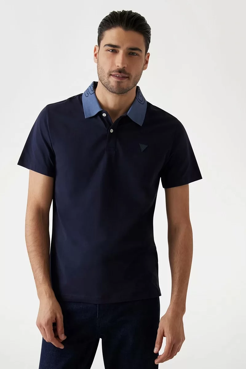 Guess NOLAN SS POLO Erkek Lacivert T-shirt M5GP66J1314-G7V2