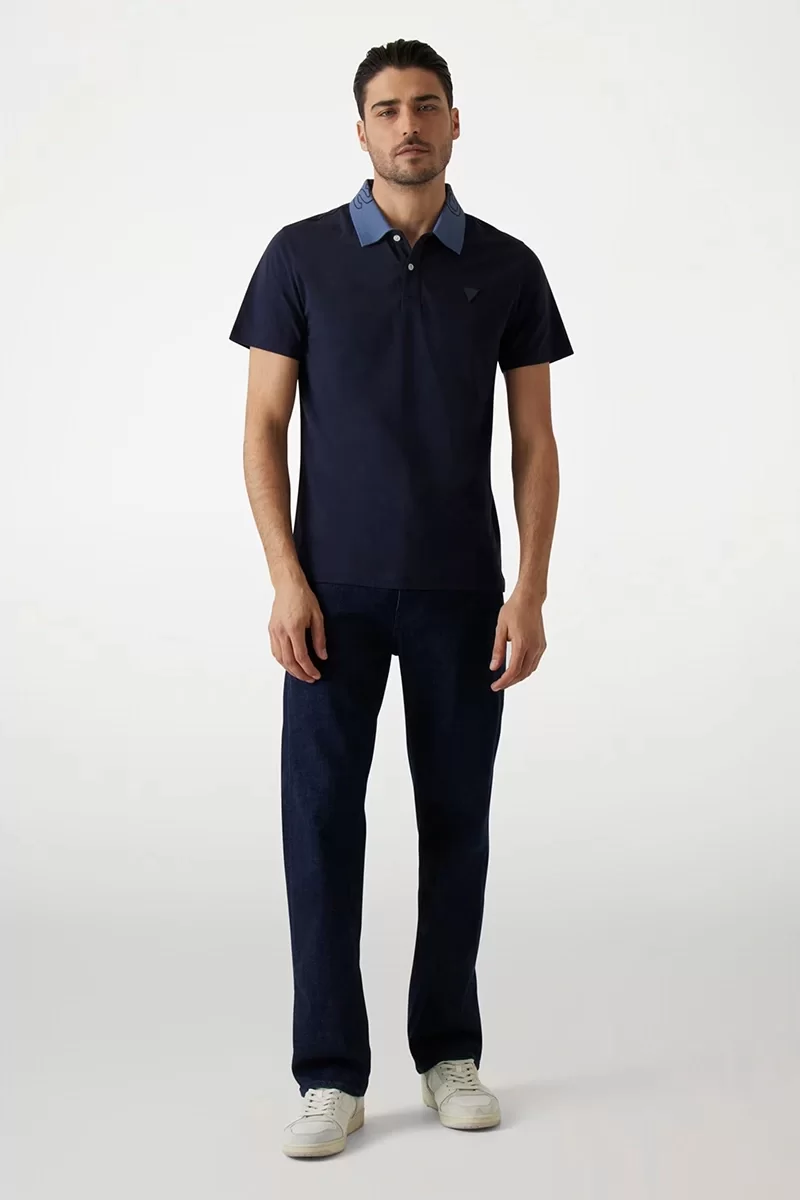Guess NOLAN SS POLO Erkek Lacivert T-shirt M5GP66J1314-G7V2