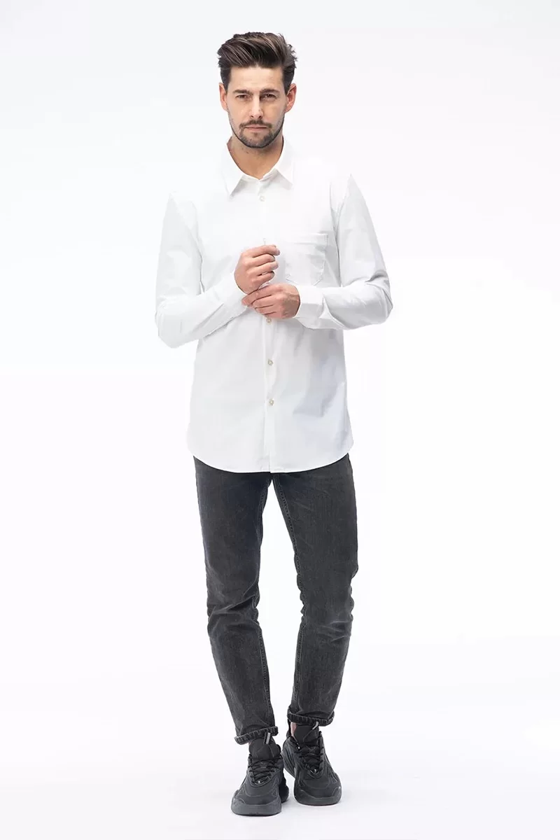 Guess LS SUNSET TECH SHIRT Erkek Beyaz Gömlek M3YH34WFKM0-G011
