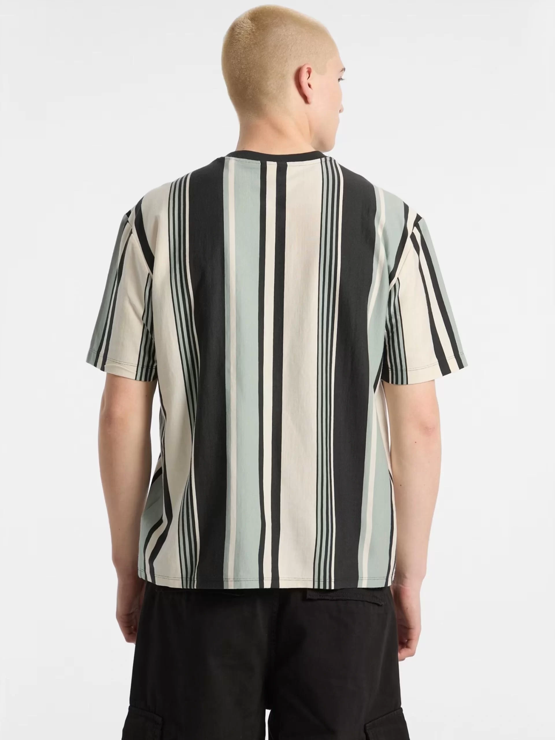 Guess GO VERTICAL STRIPE TEE Erkek Siyah T-shirt M5GI59K8FQ4-S94B