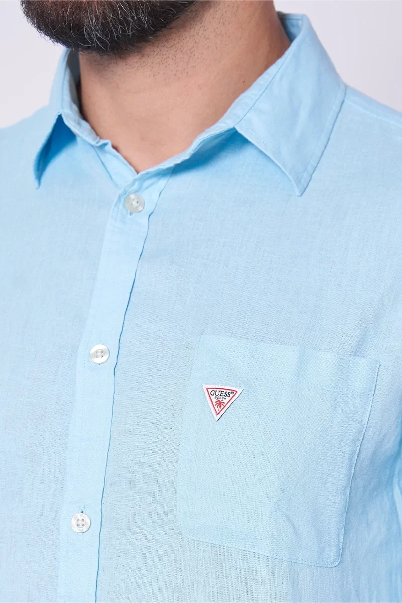 Guess LS ROLL-UP SHIRT Erkek Mavi Gömlek F4GH00WG3L0-A739