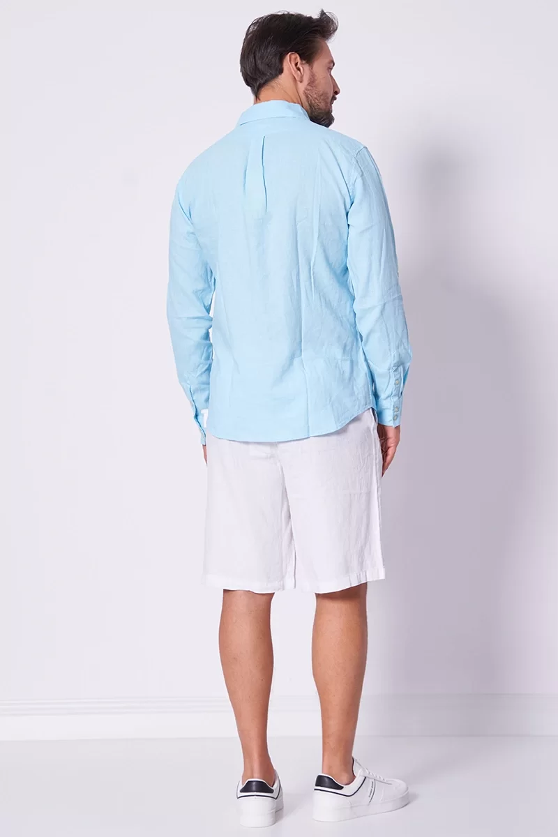 Guess LS ROLL-UP SHIRT Erkek Mavi Gömlek F4GH00WG3L0-A739