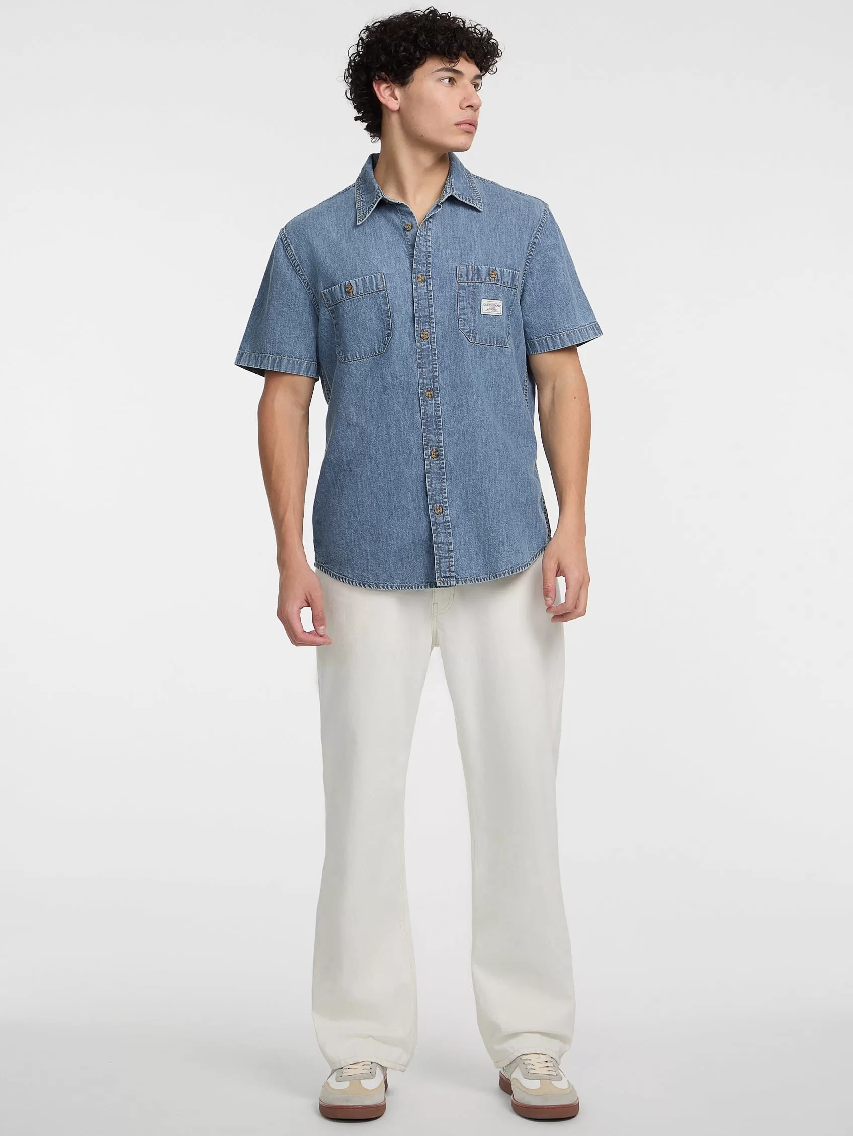 Guess Jeans GJ REGULAR SS DENIM SHIRT Erkek Mavi Gömlek M5GH09D5NY2-GJMW