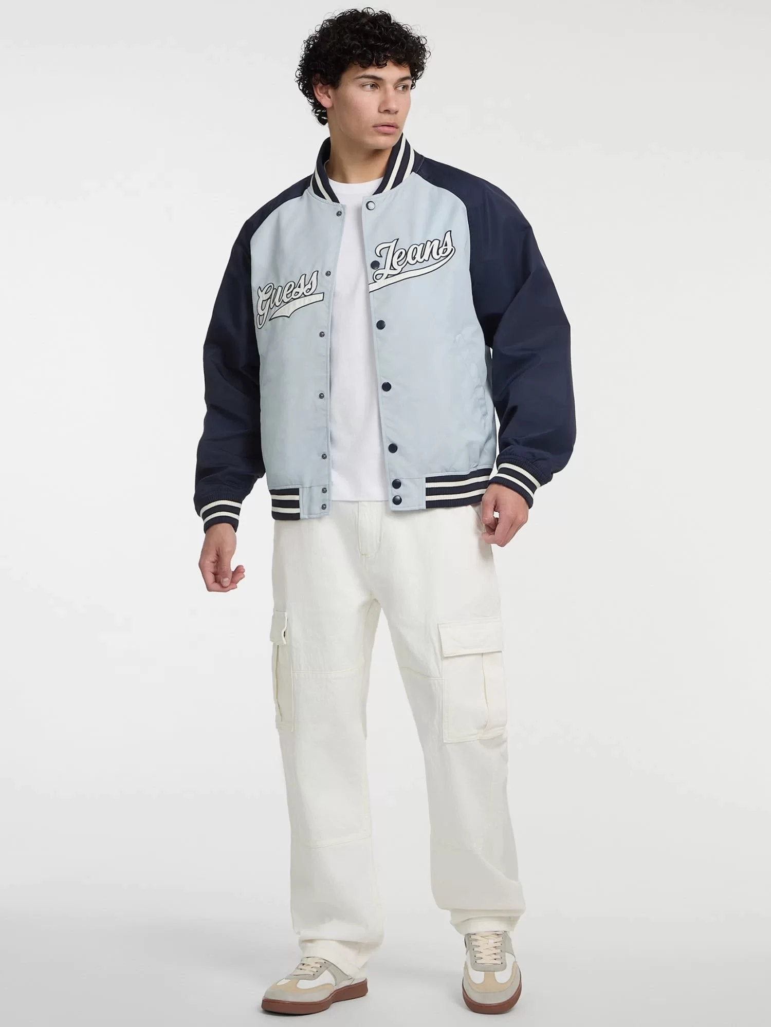 Guess Jeans GJ RAGLAN BOMBER WITH PATCH Erkek Mavi Ceket M5GL32WHAA2-G7O7