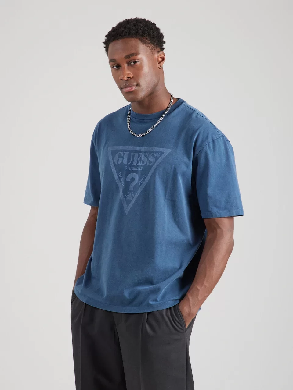 Guess GO VINTAGE TRIANGLE TEE Erkek Mavi T-shirt M5GI10K8FQ4-FB6I