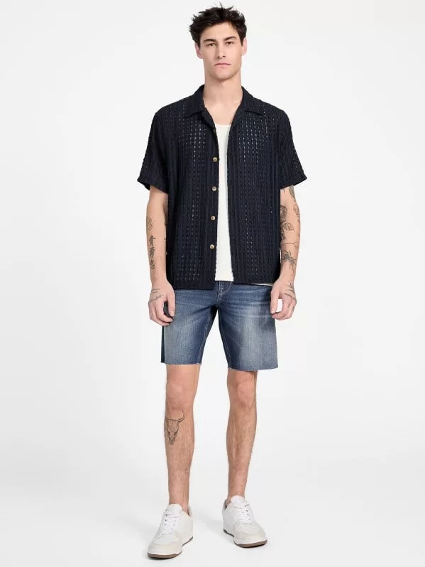 Guess WYATT SHORT Erkek Mavi Şort M5GDV2D4Z80-VTUR