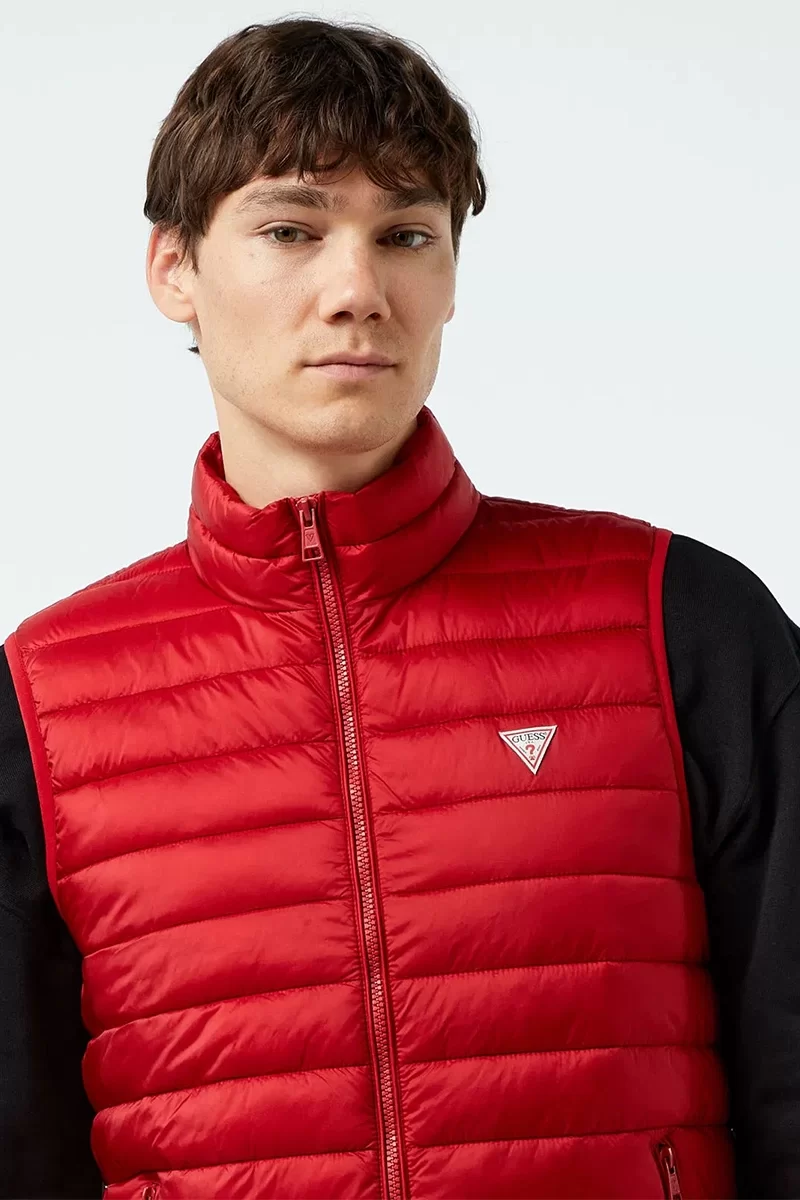 Guess Jeans GJ HOODED PUFFER VES Erkek Kırmızı Yelek M4YN11WG922-G585