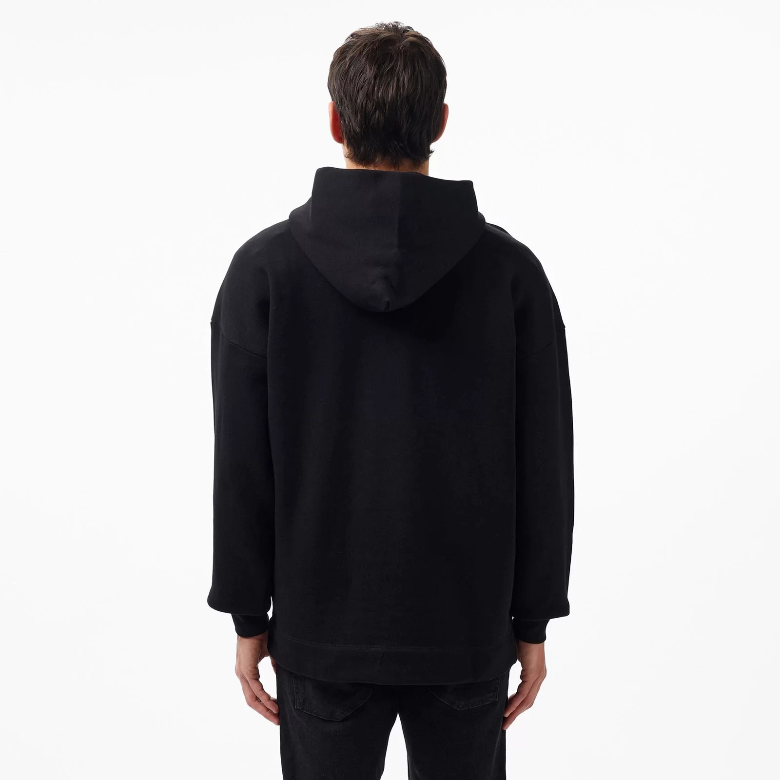 Guess Dalım Over Hooded Sweatshırt Erkek Siyah Sweatshirt Z4BQ03K9V31-JBLK