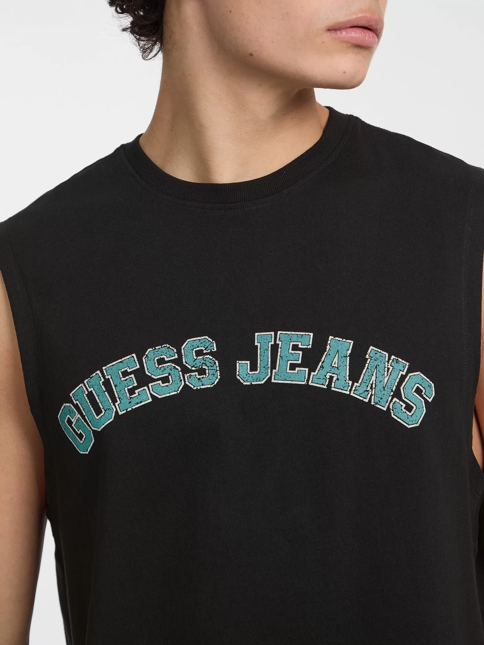 Guess Jeans GJ MUSCLE COLLEGIATE TANK Erkek Siyah T-shirt M5GP31K8HM0-JBLK
