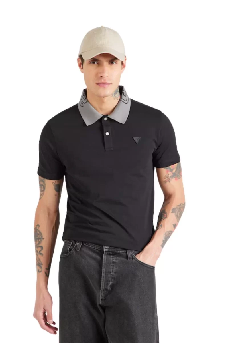 Guess Nolan Ss Polo Erkek Siyah T-Shirt M5GP66J1314-JBLK