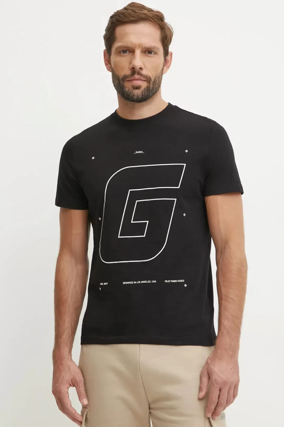 Guess Anser Ss Cn T-Shırt Erkek Siyah T-Shirt Z4BI07J1314-JBLK