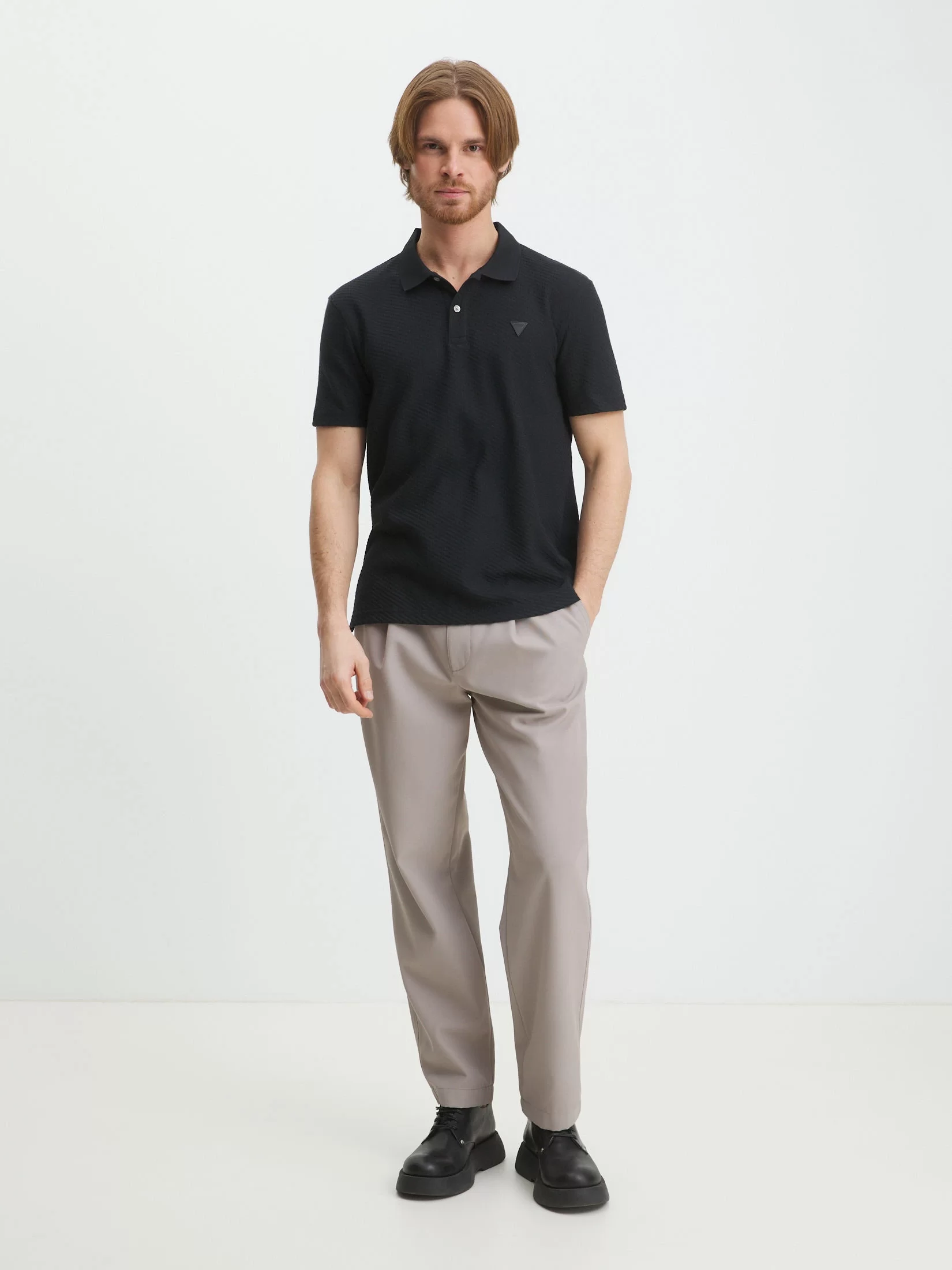 Guess SMALL TRIANGLE SS POLO Erkek Siyah T-shirt M5RP01KCLQ2-JBLK
