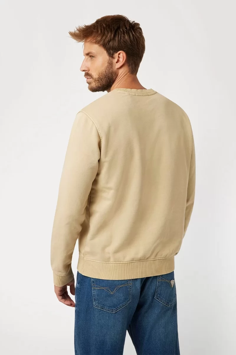 Guess Treated Trıangle Cn Sweatshırt Erkek Bej Sweatshirt M4YQ07KBY51-G036