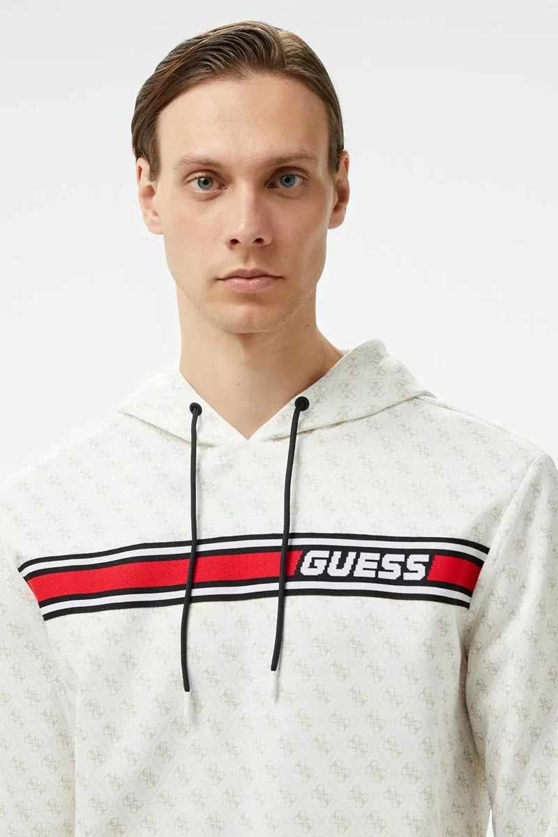 Guess New Korbın Hoodıe Sweatshırt Erkek Beyaz Sweatshirt Z4BQ30FL04Q-P05N