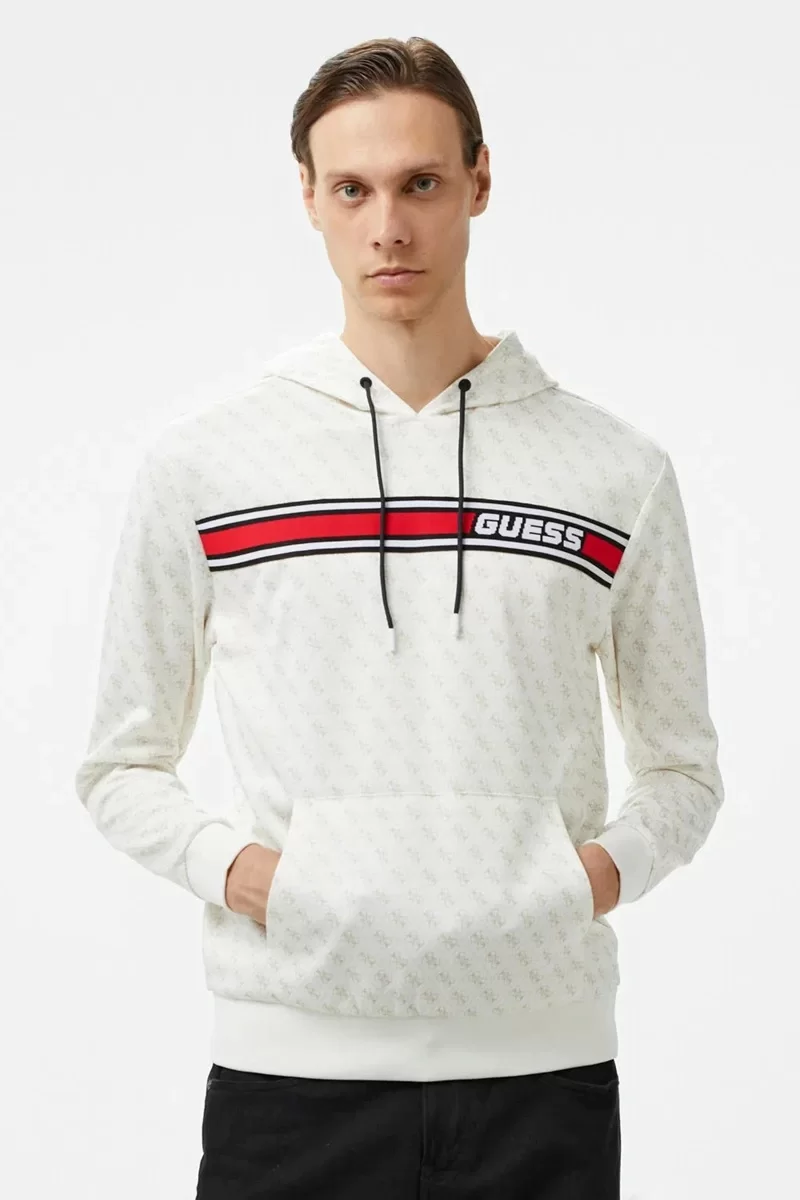 Guess New Korbın Hoodıe Sweatshırt Erkek Beyaz Sweatshirt Z4BQ30FL04Q-P05N