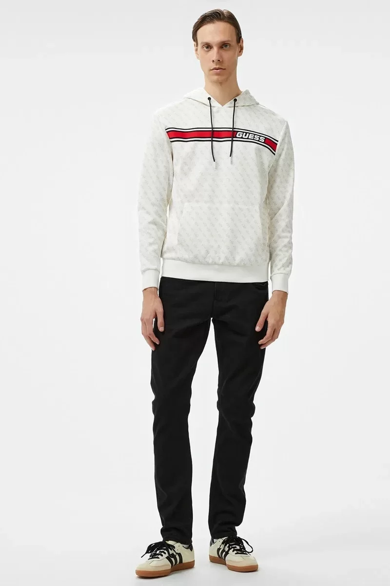 Guess New Korbın Hoodıe Sweatshırt Erkek Beyaz Sweatshirt Z4BQ30FL04Q-P05N