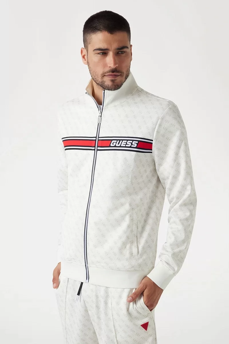 Guess KORBIN FULL ZIP TRAC Erkek Beyaz Eşofman Üstü Z2BQ06FL04Q-P05N