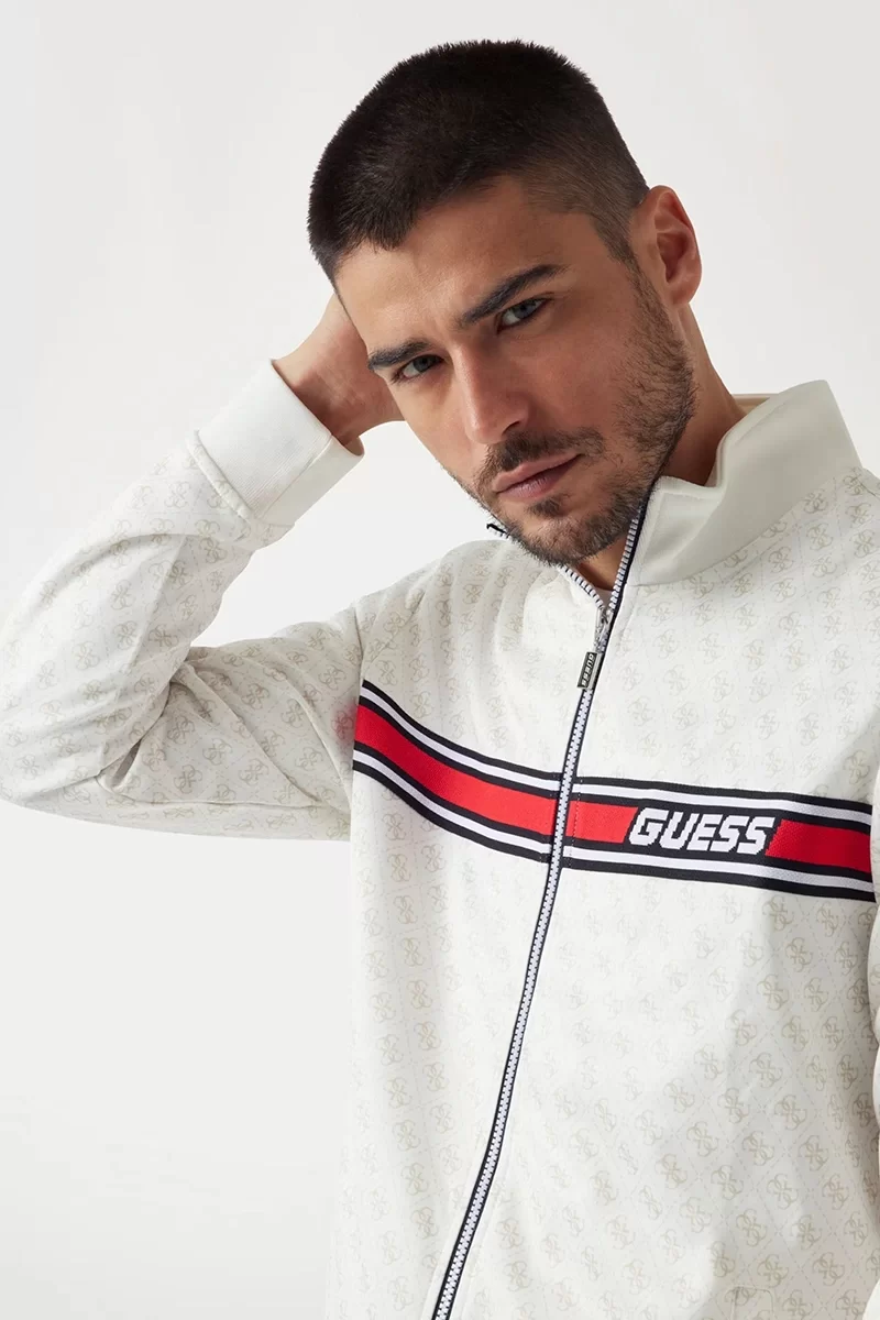 Guess KORBIN FULL ZIP TRAC Erkek Beyaz Eşofman Üstü Z2BQ06FL04Q-P05N