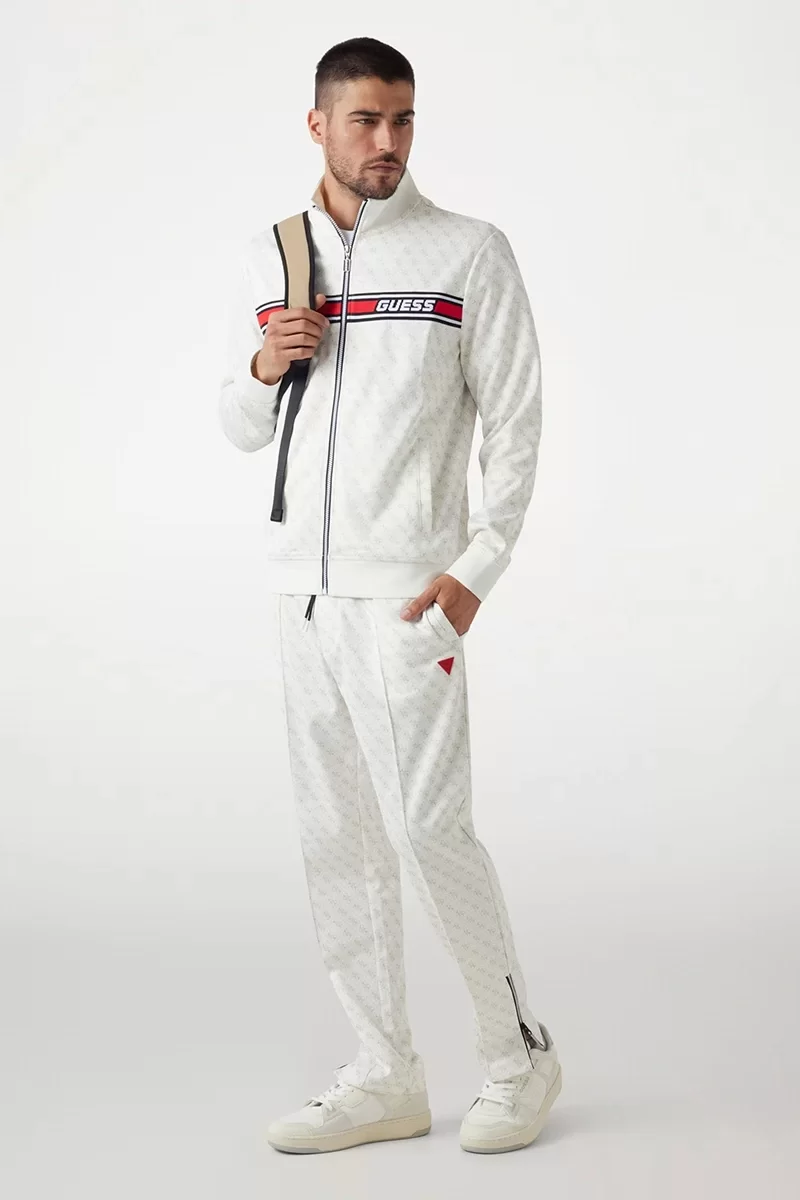 Guess KORBIN FULL ZIP TRAC Erkek Beyaz Eşofman Üstü Z2BQ06FL04Q-P05N