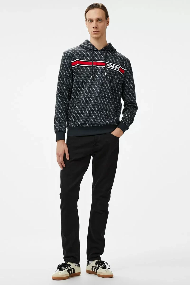Guess New Korbın Hoodıe Sweatshırt Erkek Siyah Sweatshirt Z4BQ30FL04Q-P9QC