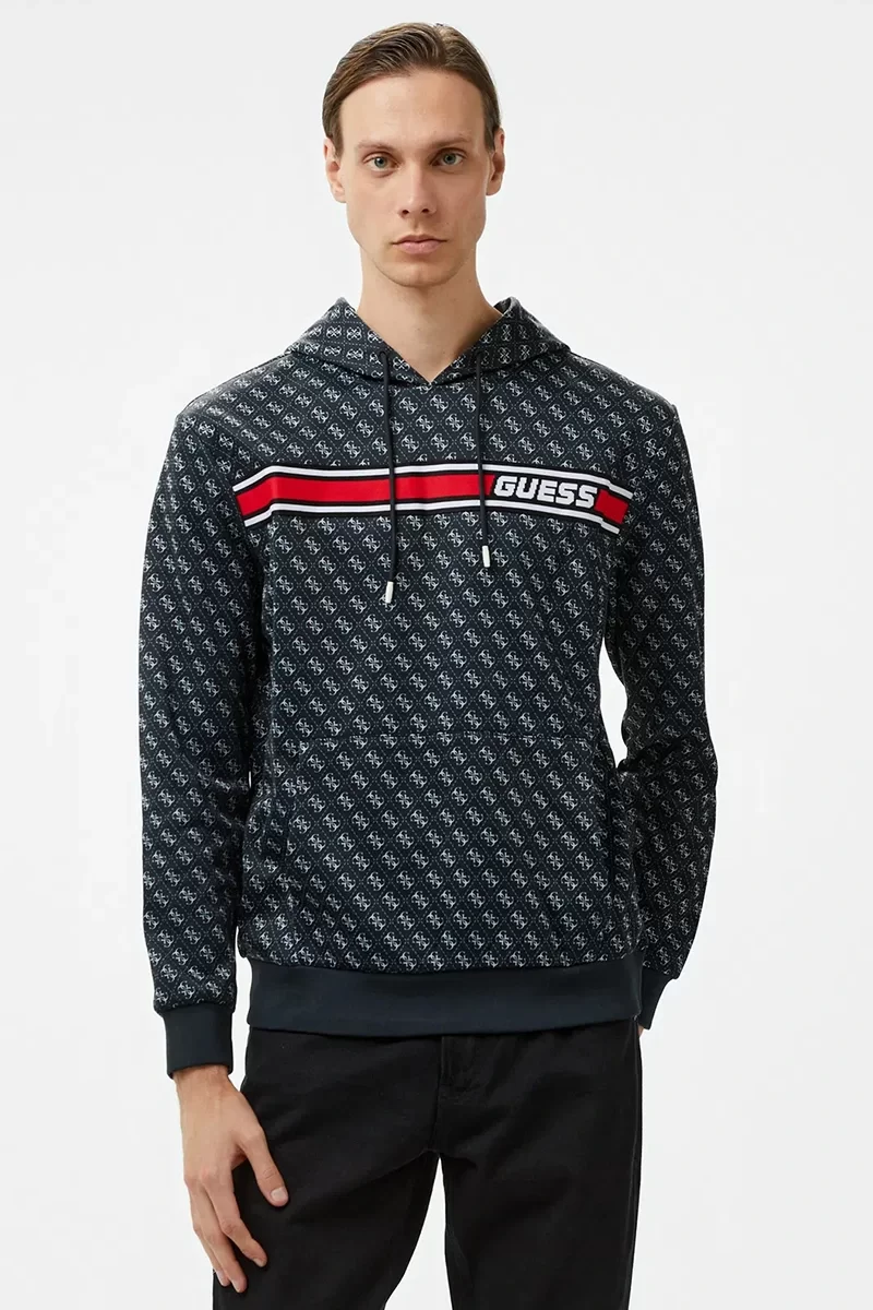 Guess New Korbın Hoodıe Sweatshırt Erkek Siyah Sweatshirt Z4BQ30FL04Q-P9QC