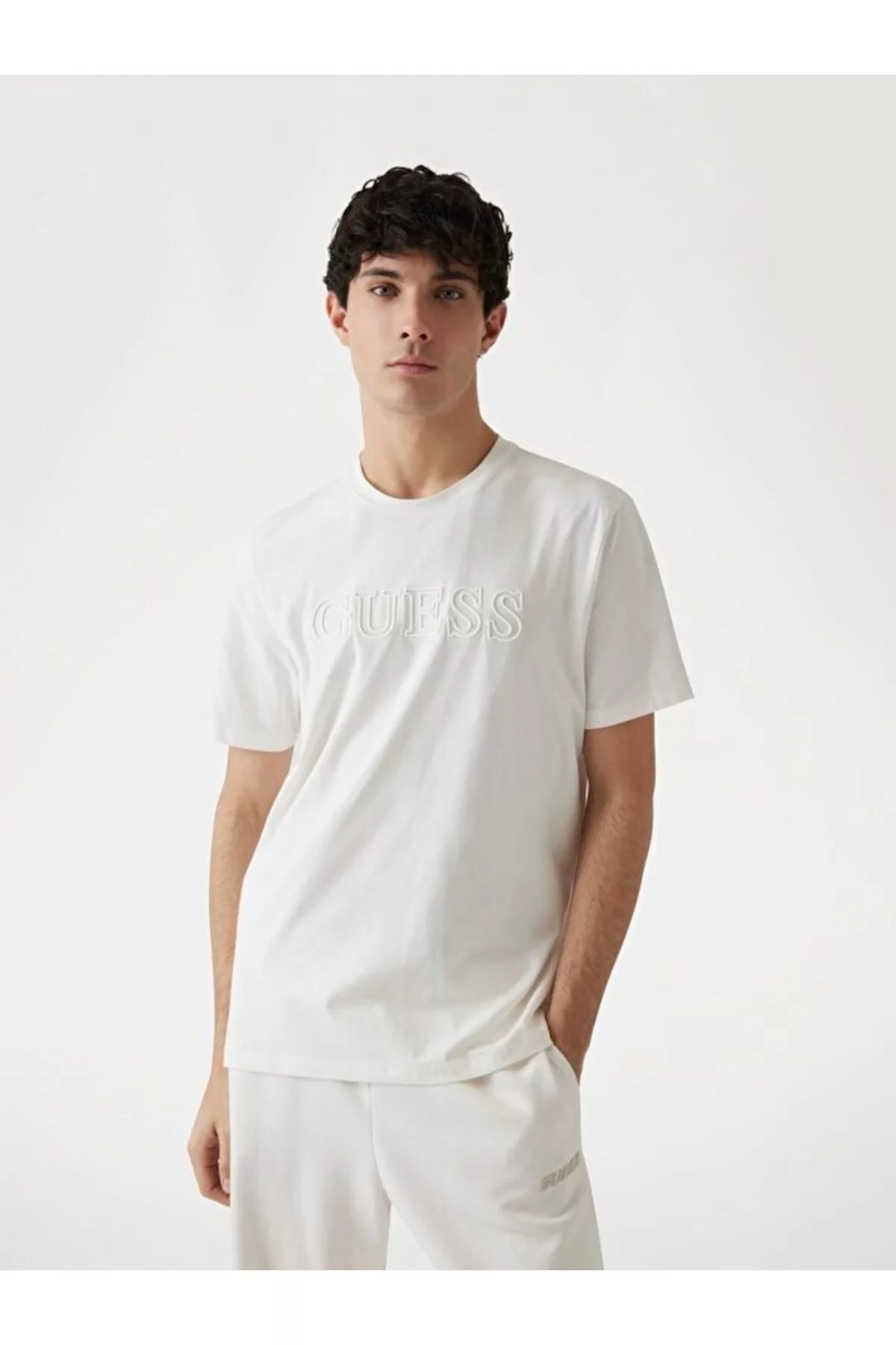 Guess SS ALPHY T-SHIRT Erkek Beyaz T-shirt Z2YI11J1314-G3I1