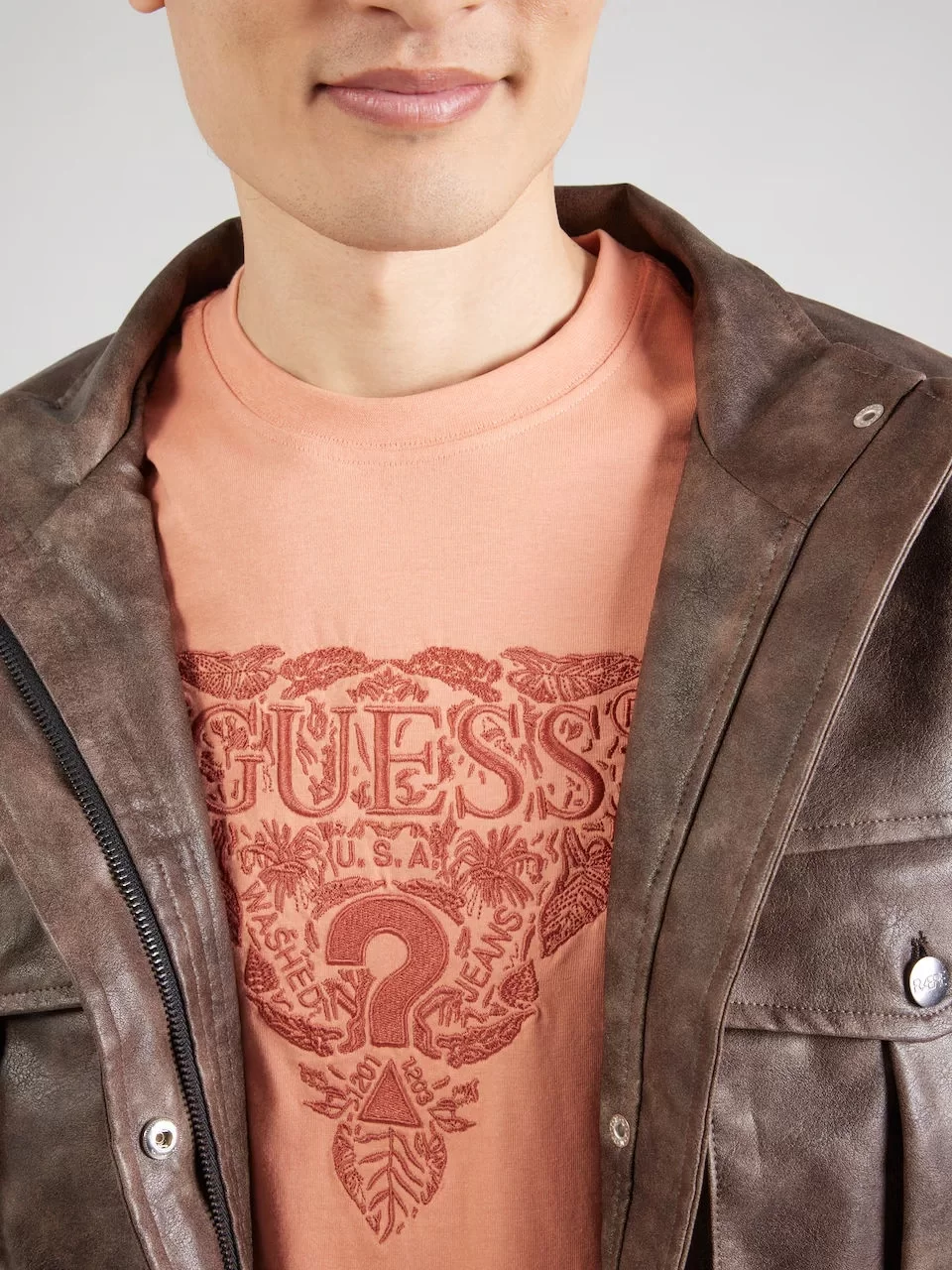 Guess SS CN FLOWER EMBRO TEE Erkek Turuncu T-shirt M5GI16K8FQ4-G3I1
