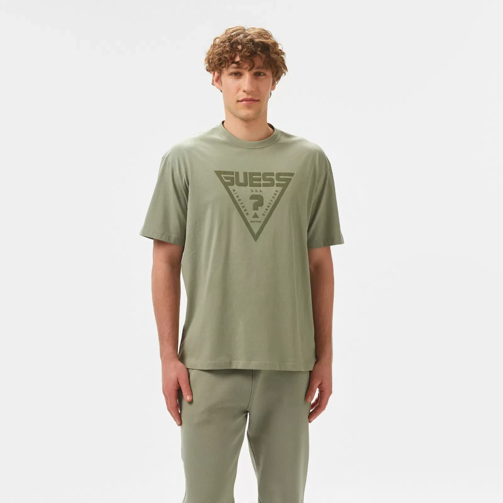 Guess AZHA CN OVER T-SHIRT Erkek Yeşil T-shirt Z4BI02I3Z14-G855