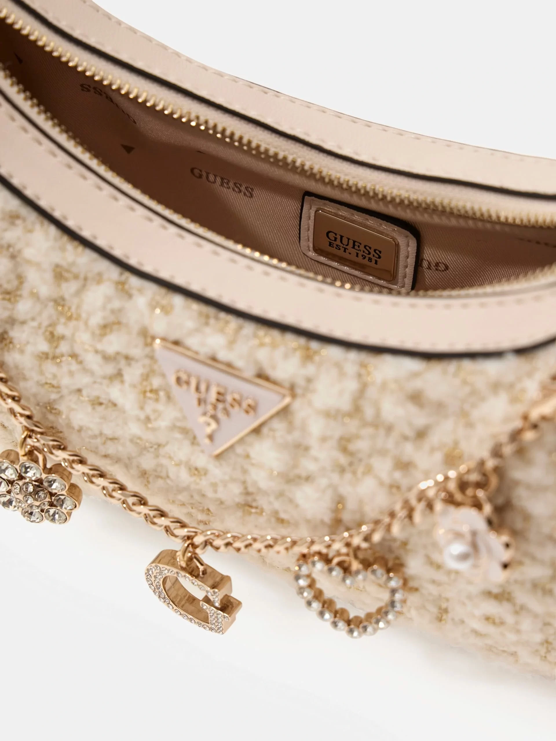 Guess Everlee Kadın Krem Yün Karışımlı El Çantası HWAT8679180-IVO