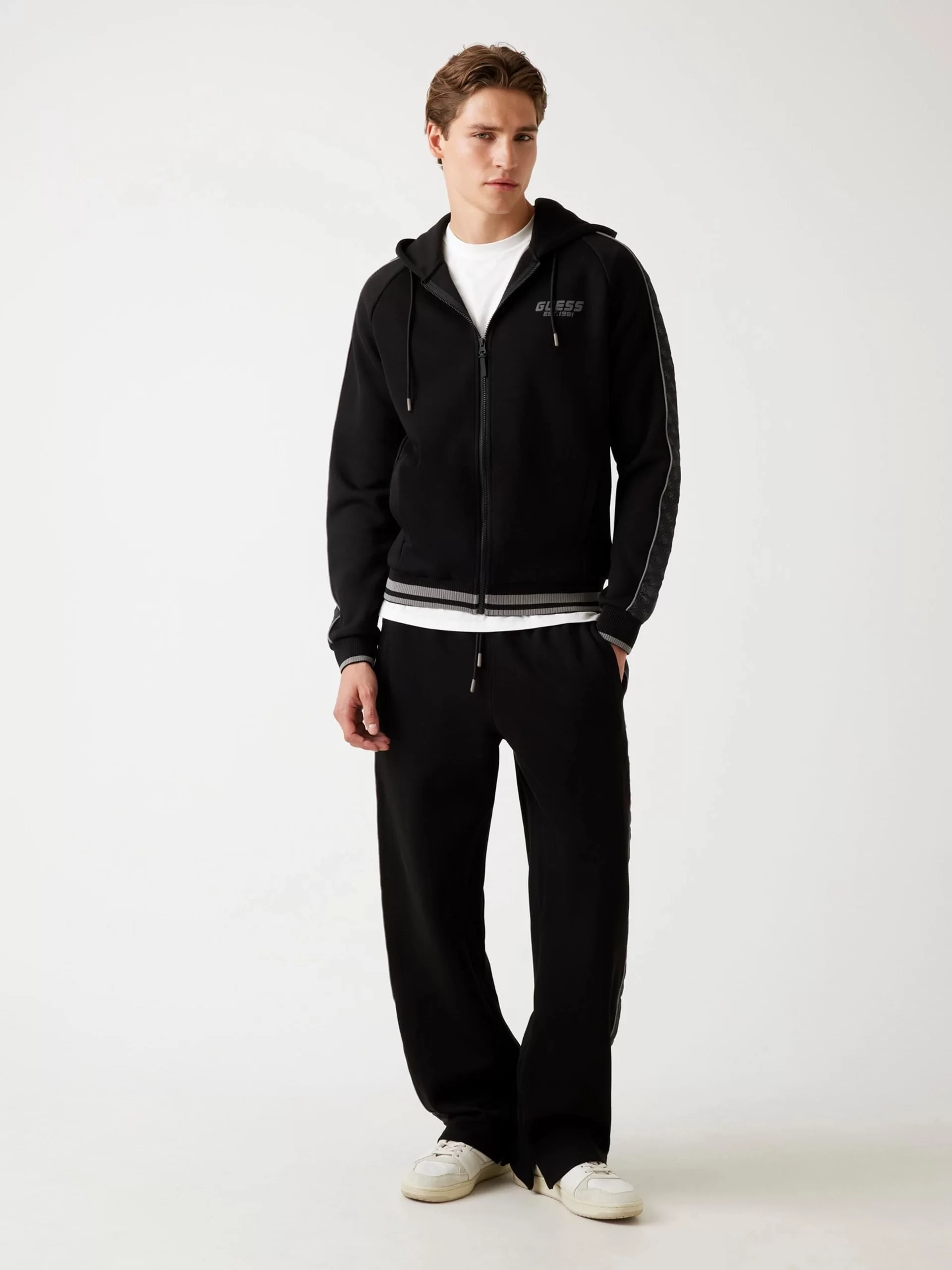 Guess Finlo Erkek Siyah Aktif Sweatshirt Z5BQ12KB3P2-JBLK