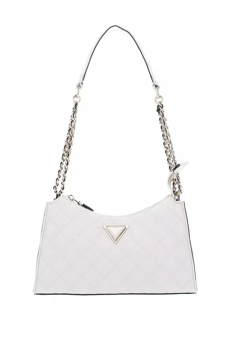 Guess GIULLY TOP ZIP SHOULDER BAG Kadın Beyaz Omuz Çantası HWQG8748130-OFF