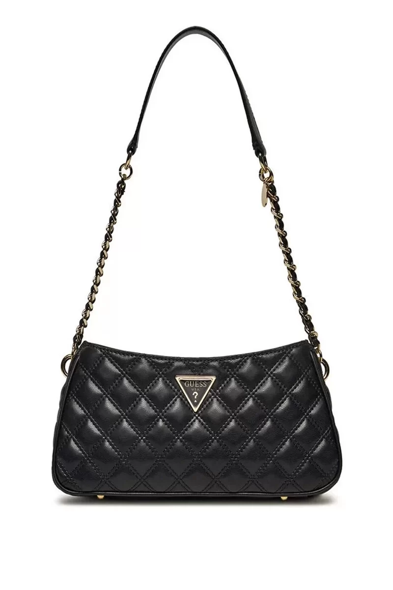 Guess Gıully Top Zıp Shoulder Bag Kadın Siyah Omuz Çantası HWQG8748160-BLA