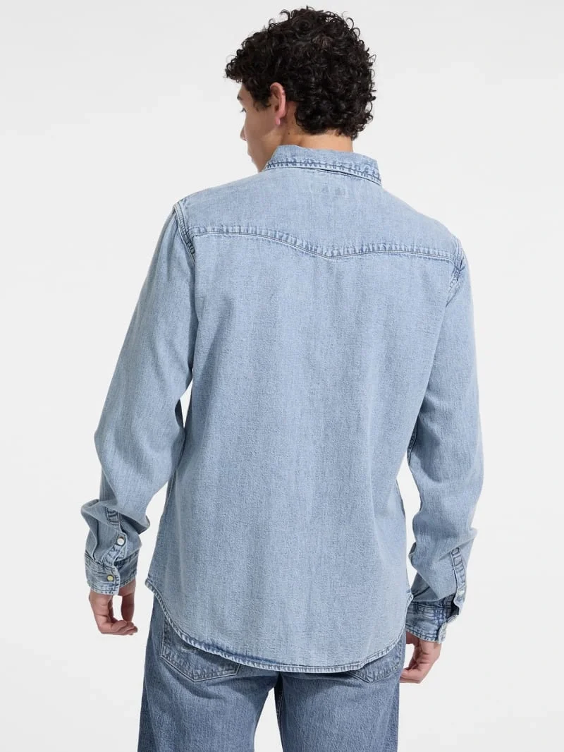 Guess Gj Slim Ls Erkek Mavi Regular Fit Denim Gömlek M5RH55D5M82-GJER