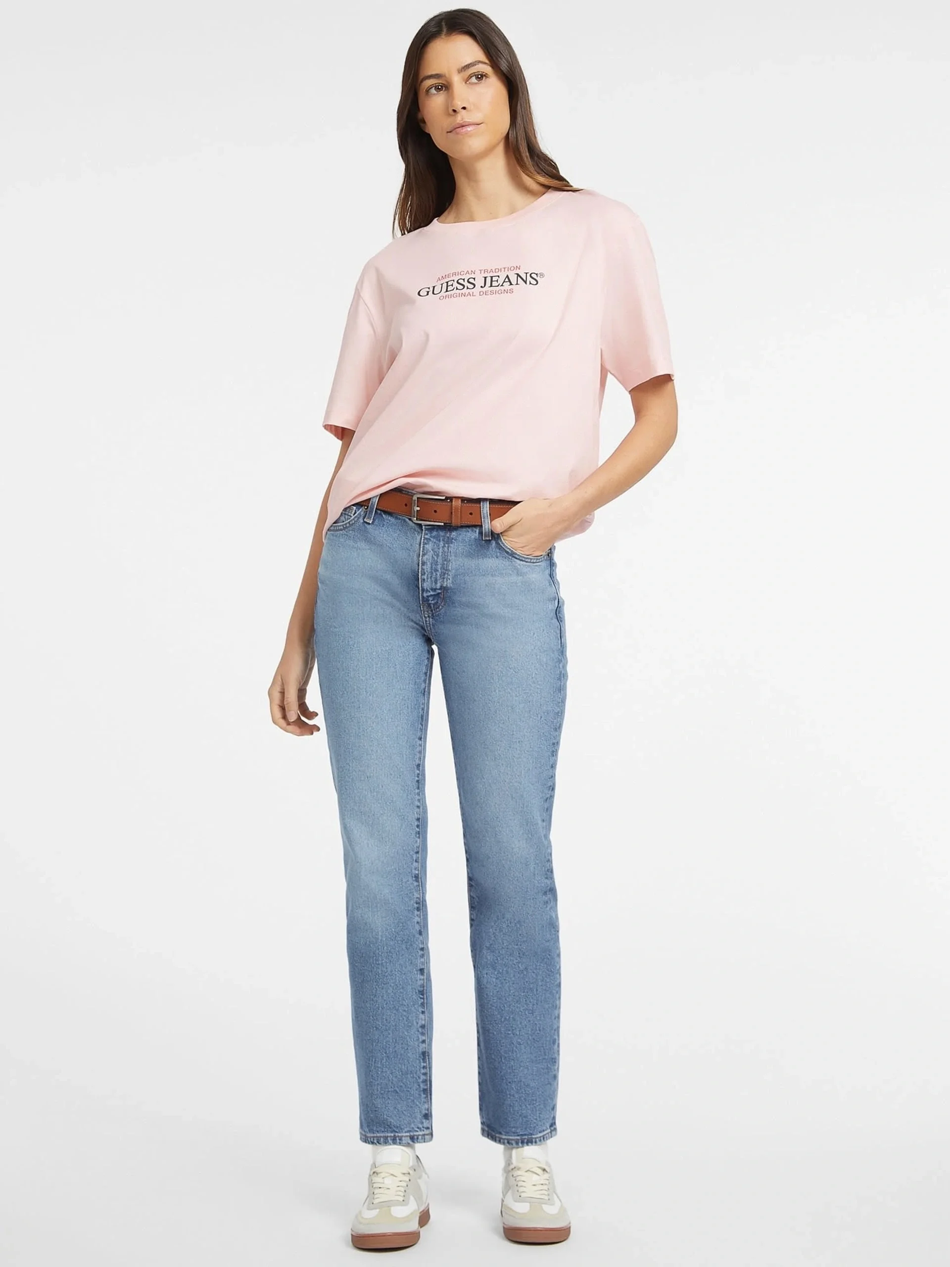Guess Gj Ss Cn Os Kadın Pembe Oversize Fit T-Shirt W4YI08K8HM0-G6R4