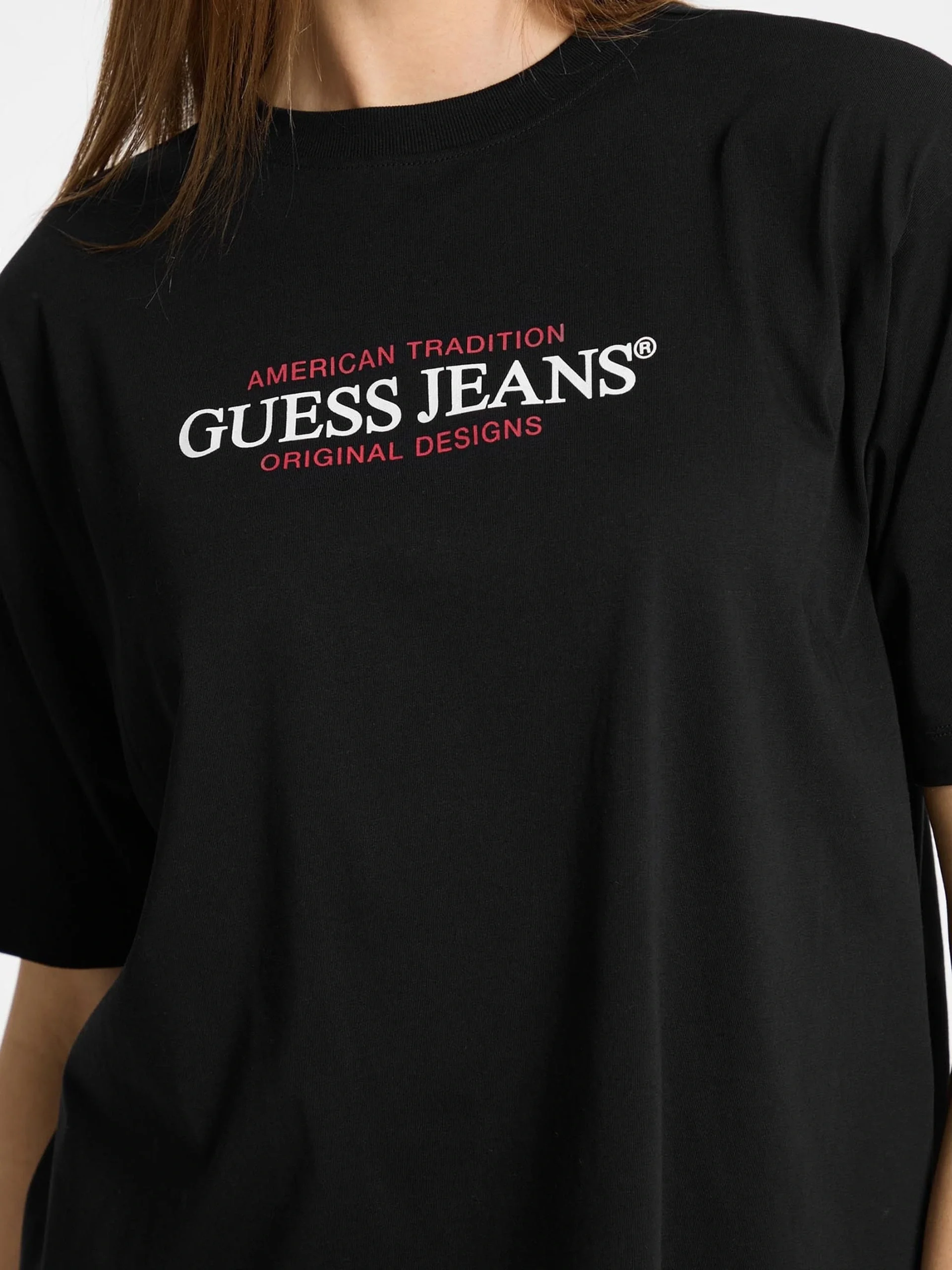 Guess Gj Ss Cn Os Kadın Siyah Oversize Fit T-Shirt W4YI08K8HM0-JBLK