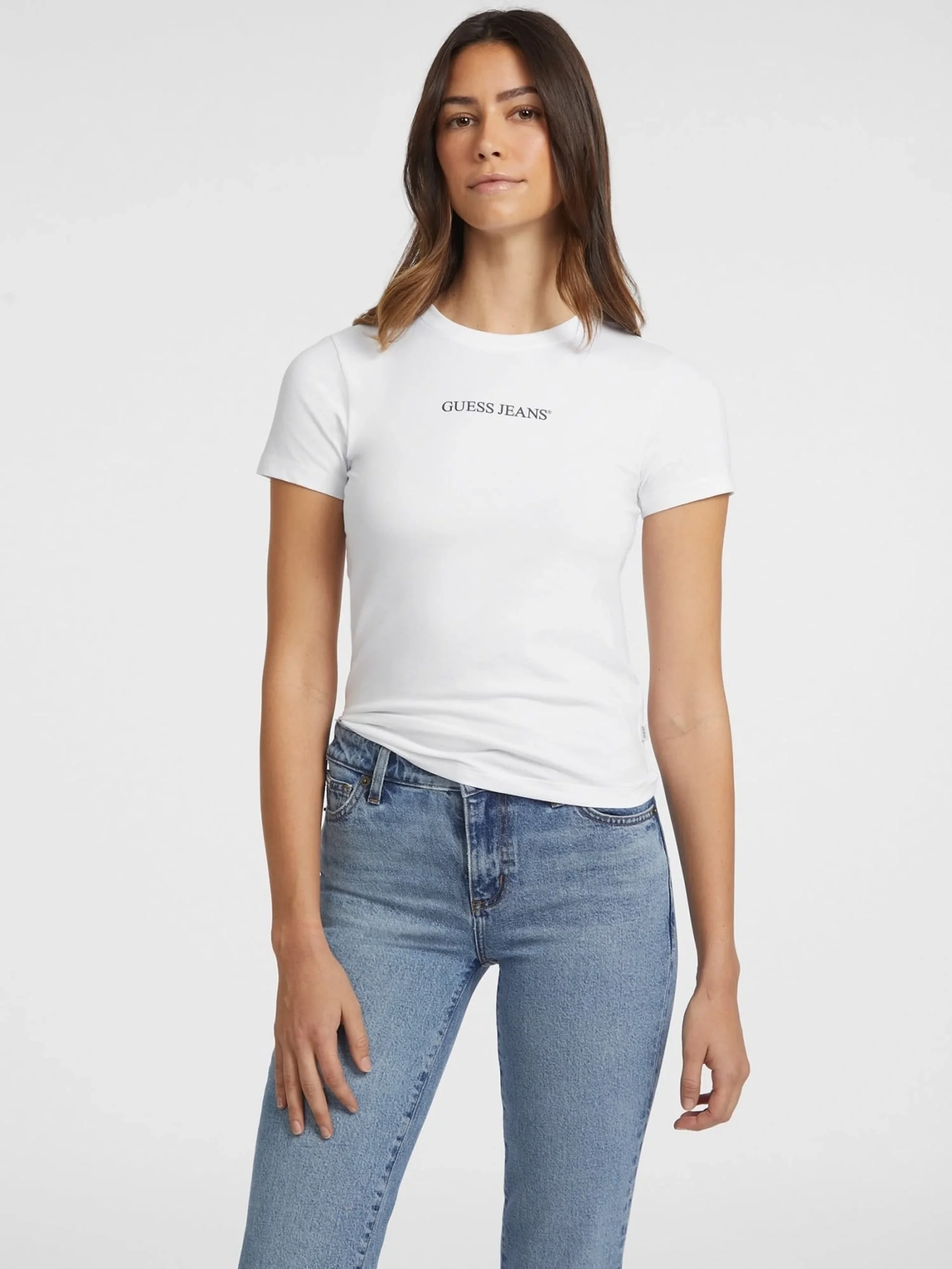 Guess Gj Ss Cn Slim Kadın Beyaz Slim Fit T-Shirt W4YI01J1314-G011