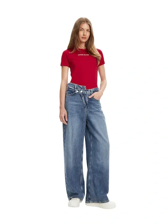 Guess Gj Ss Cn Slim Kadın Kırmızı Slim Fit T-Shirt W4YI01J1314-G585