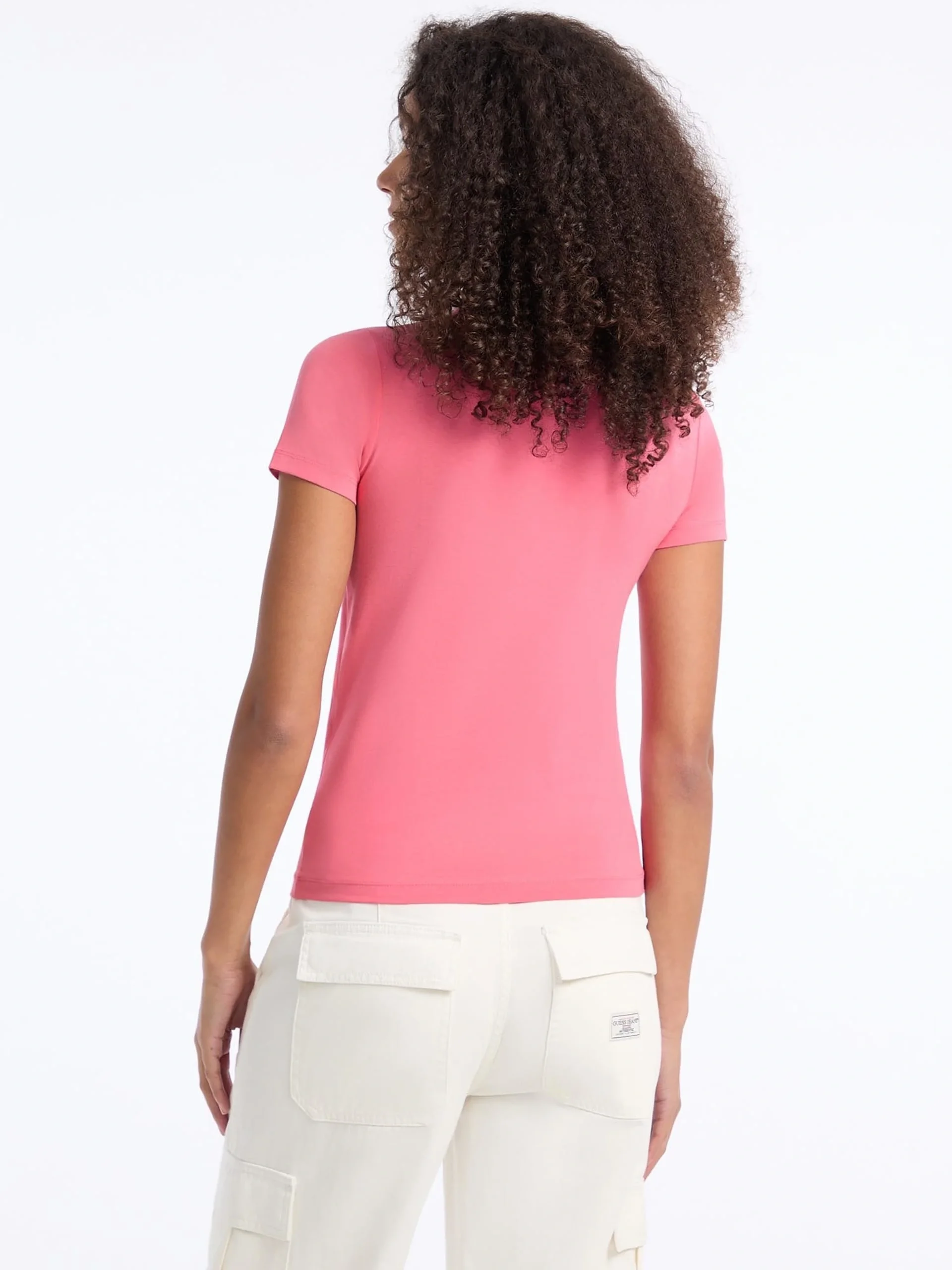 Guess Gj Ss Cn Slim Kadın Pembe Slim Fit T-Shirt W4YI01J1314-A619