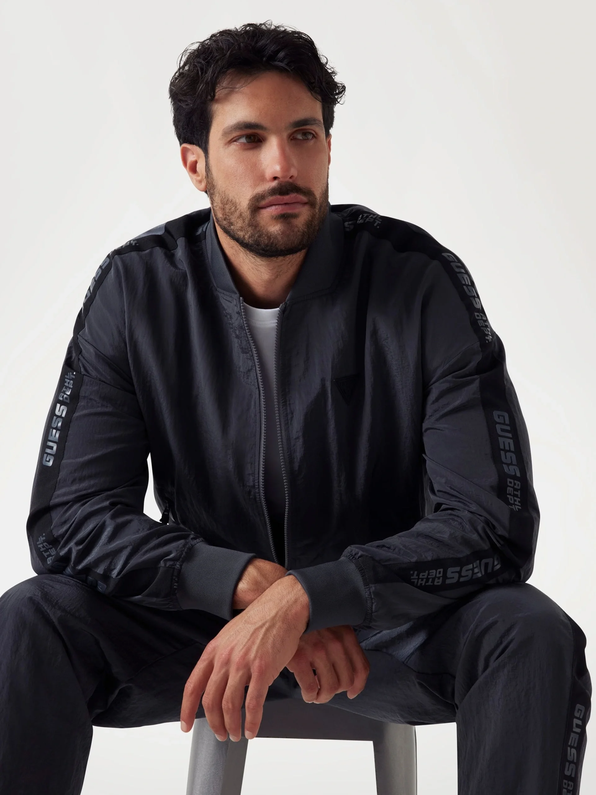 Guess Guerino Erkek Siyah Aktif Sweatshirt Z5YQ16WGAC0-G9N2