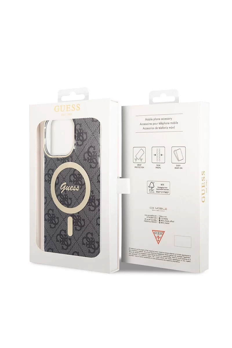 Guess GUESS HC MAGSAFE IML 4G BLACK IP15 PRO MAX Kadın Siyah Telefon Kılıfı GUHMP15XH4STK