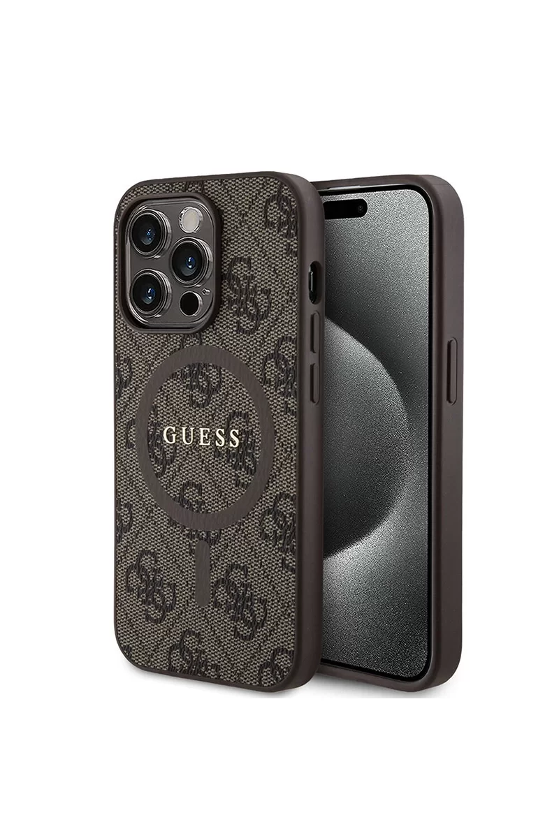 Guess GUESS HC MAGSAFE PU 4G RING CLASSIC LOGO BROWN IP14 PRO Kadın Kahverengi Telefon Kılıfı GUHMP14LG4GFRW