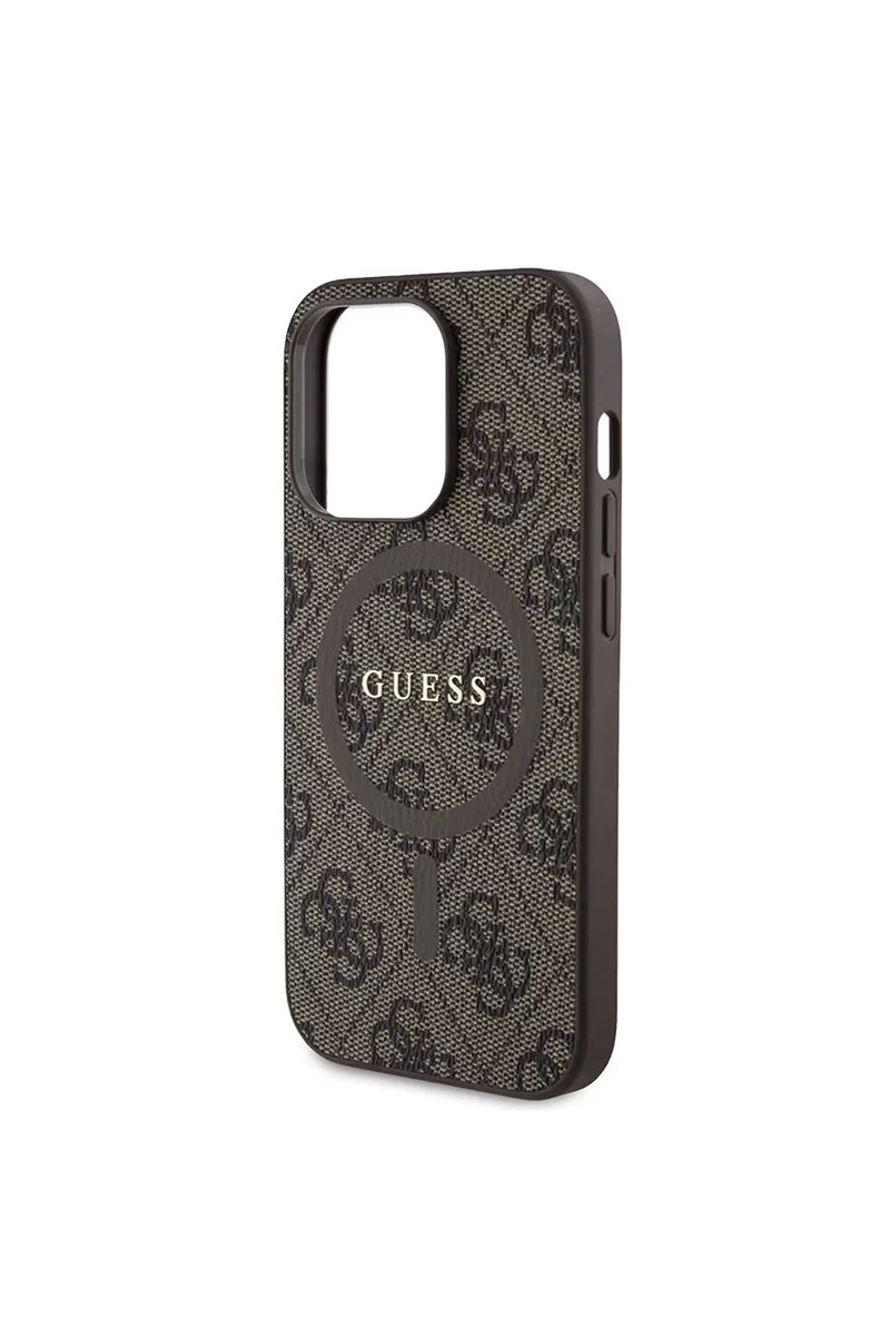 Guess GUESS HC MAGSAFE PU 4G RING CLASSIC LOGO BROWN IP14 PRO Kadın Kahverengi Telefon Kılıfı GUHMP14LG4GFRW