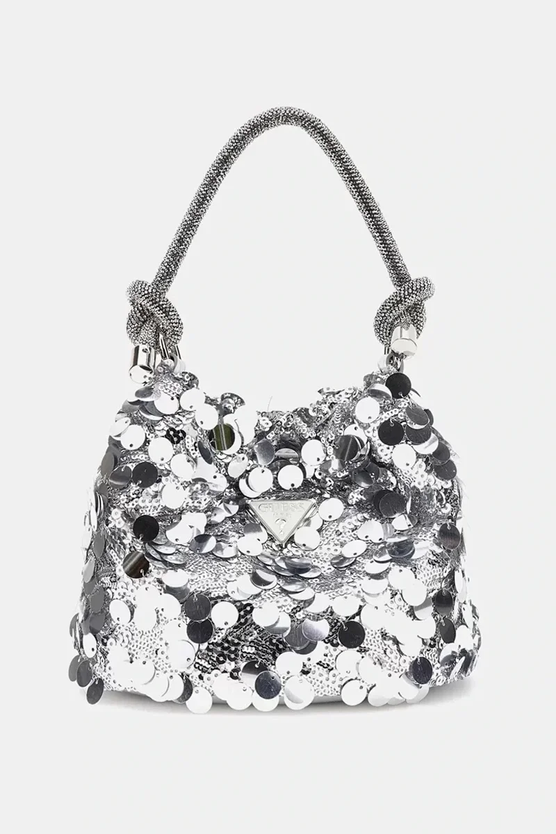 Guess HOLIDAY SHINE TOP HANDLE POUCH Kadın Gri Omuz Çantası HWEY9538750-SIL