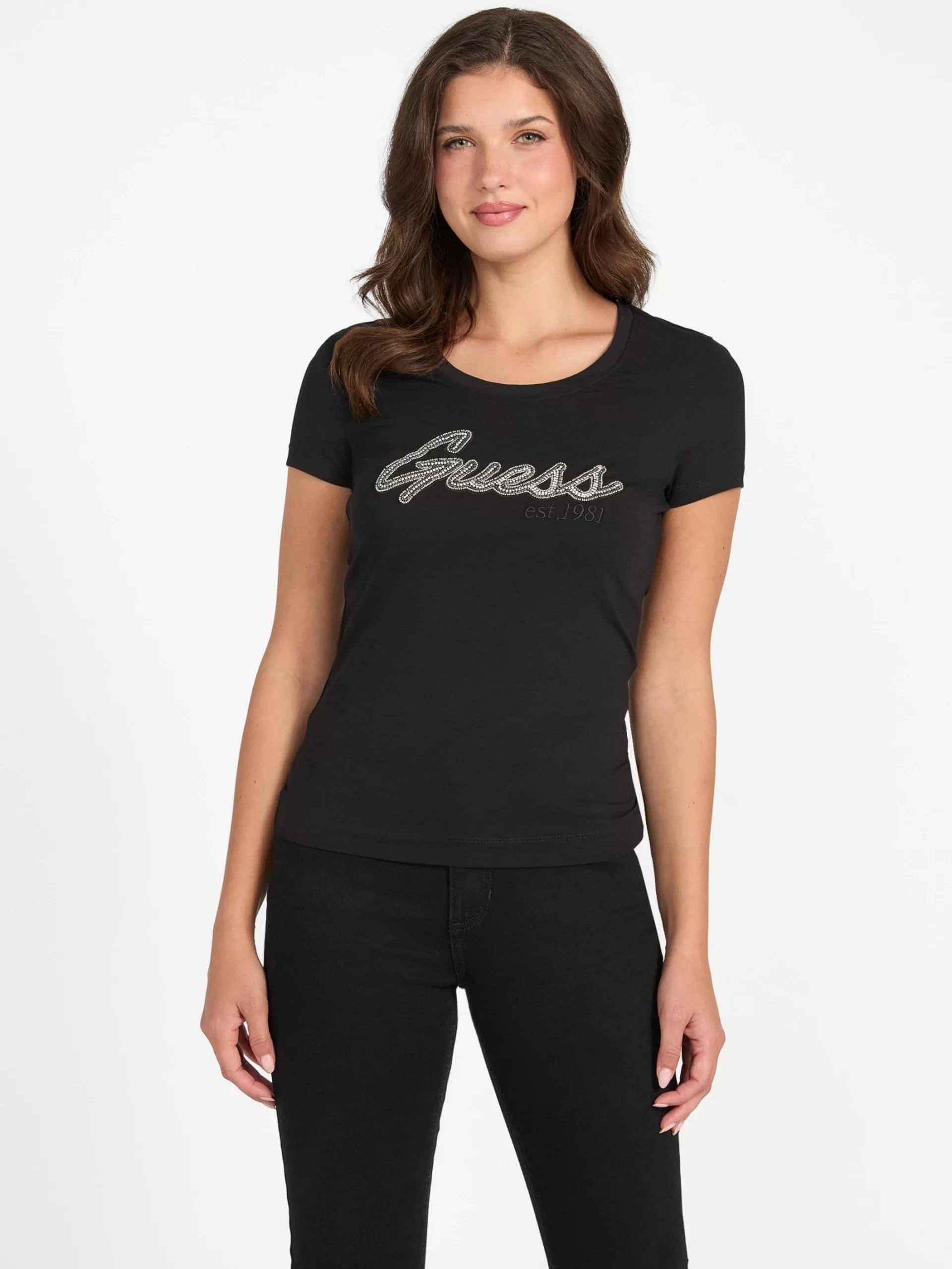 Guess Hot Kadın Siyah Slim Fit T-Shirt W5YI16J1314-JBLK