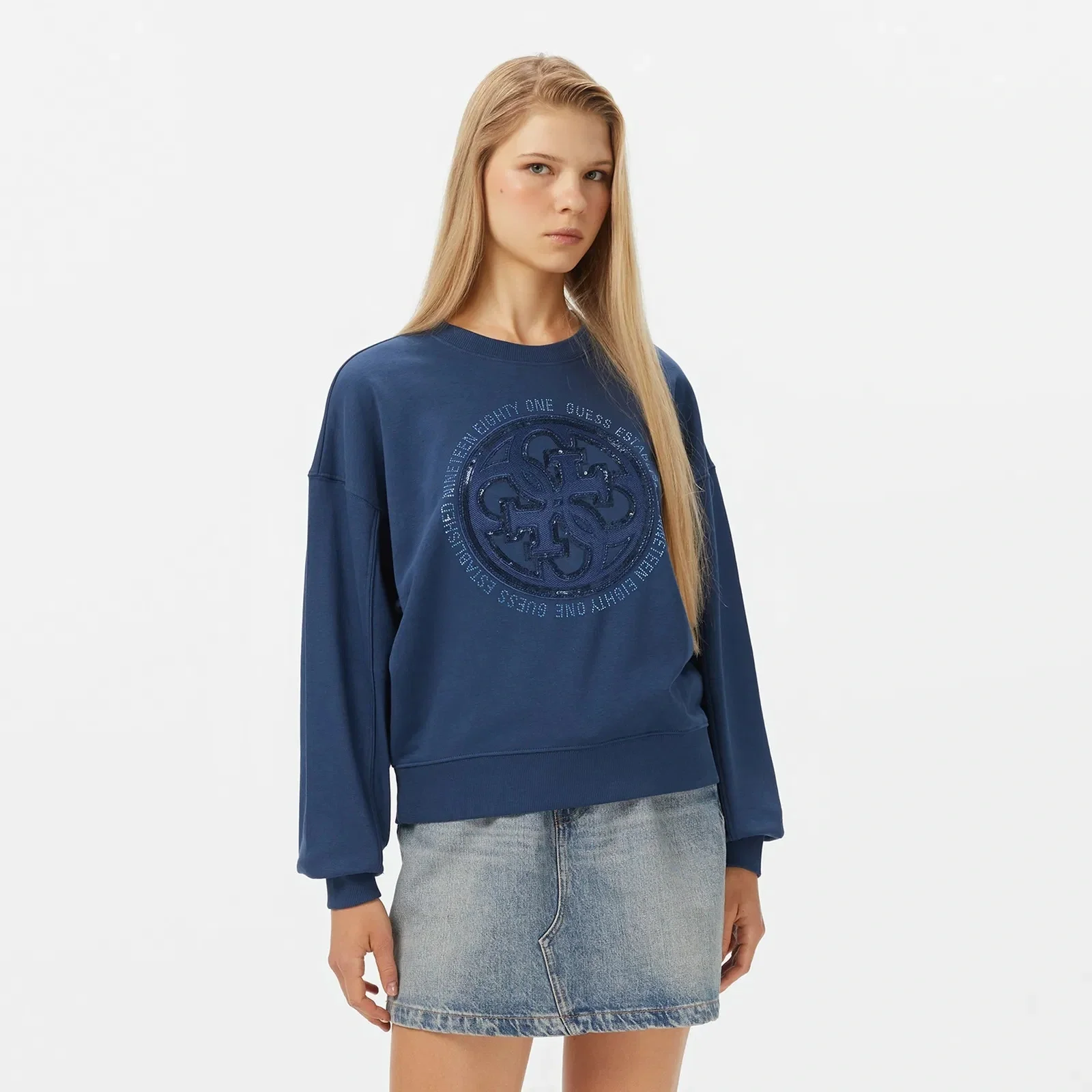 Guess Hotfix Kadın Mavi Sweatshirt W5YQ07KB681-G7J6