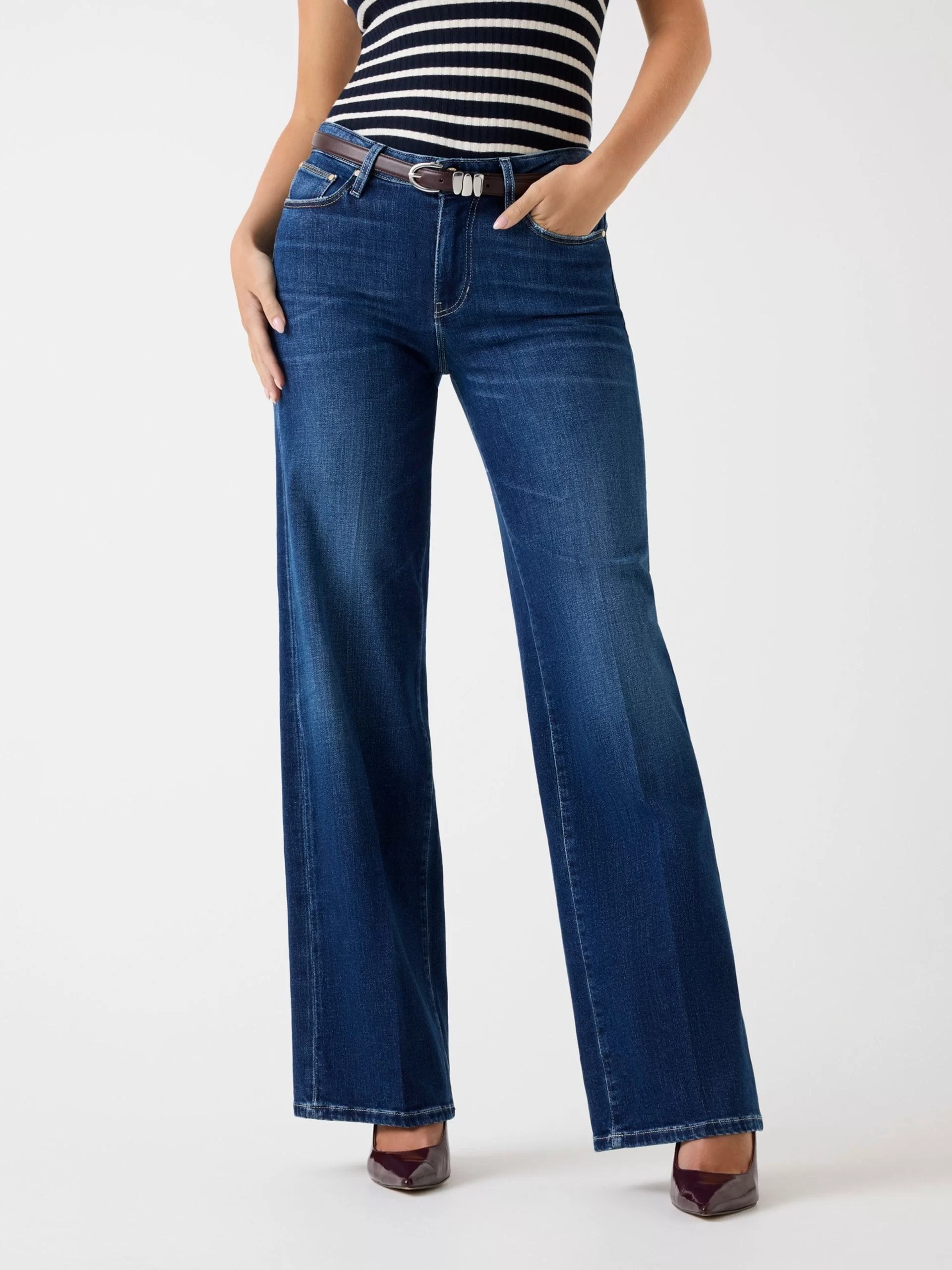Guess Indaco Kadın Mavi Kaşmir Karışımlı Palazzo Fit Jean W5BA96D4U5A-C4BU
