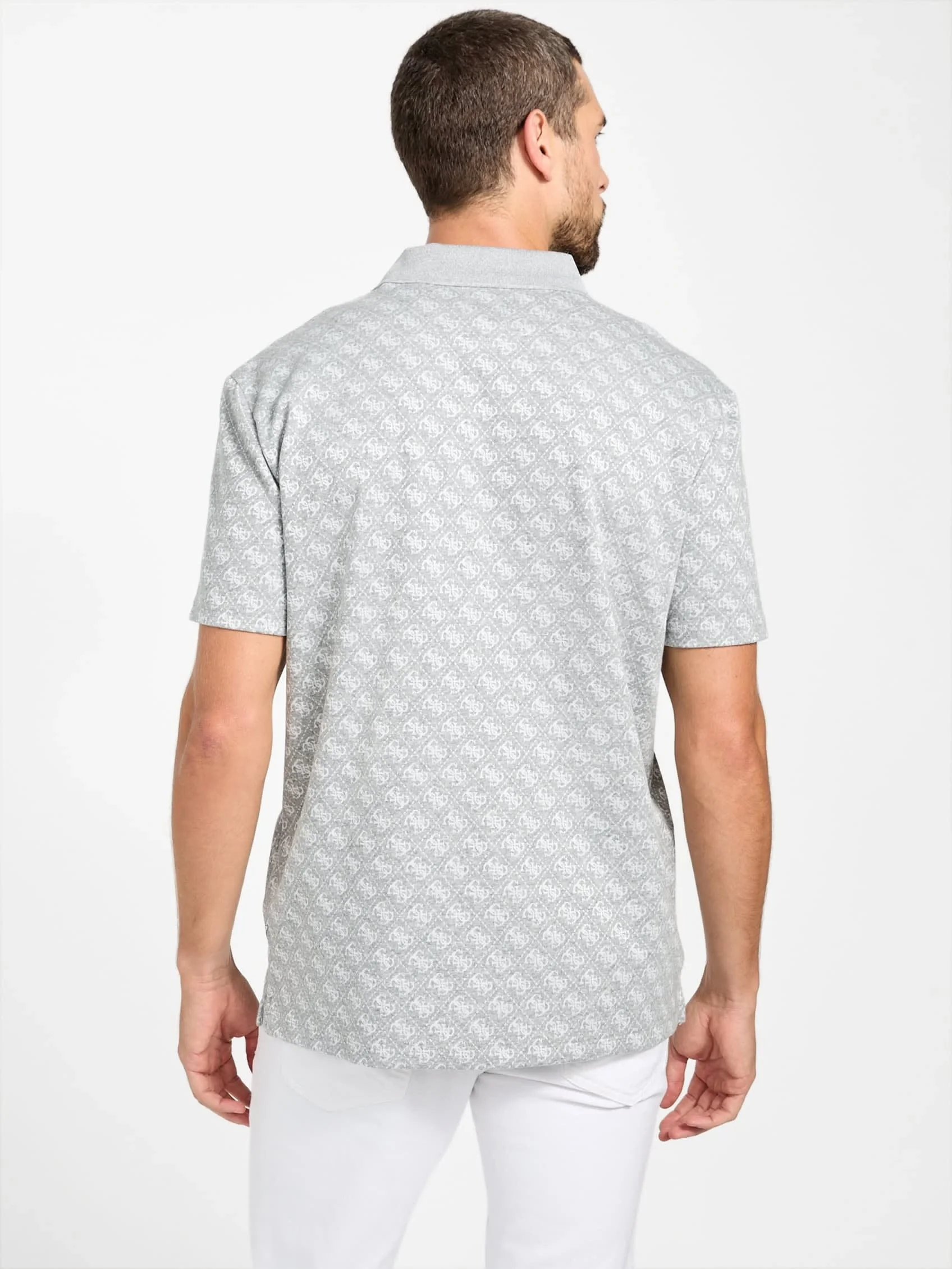 Guess Jacquard Erkek Gri Regular Fit Polo T-Shirt M5BP09K0911-FJ9E